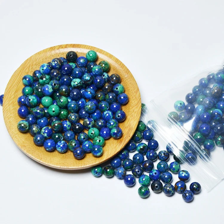 Dongguanada Popular Factory Direct Best Quality Brilliant Cut Beading 6mm Azurite Malachite Stone Loose Beads for Jewelry Making