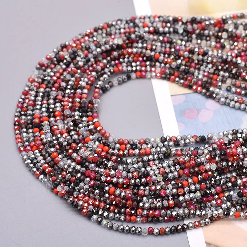 New Color Red 2mm Faceted Crystal Glass Beads Round Crystal Loose Spacer Beads for Jewelry Making DIY Necklace Bracelet