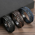 Custom Magnetic Buckle Personalized Men's Jewelry 19cm 21cm 23cm Multilayer Braided Wrap Leather Bracelet for Men