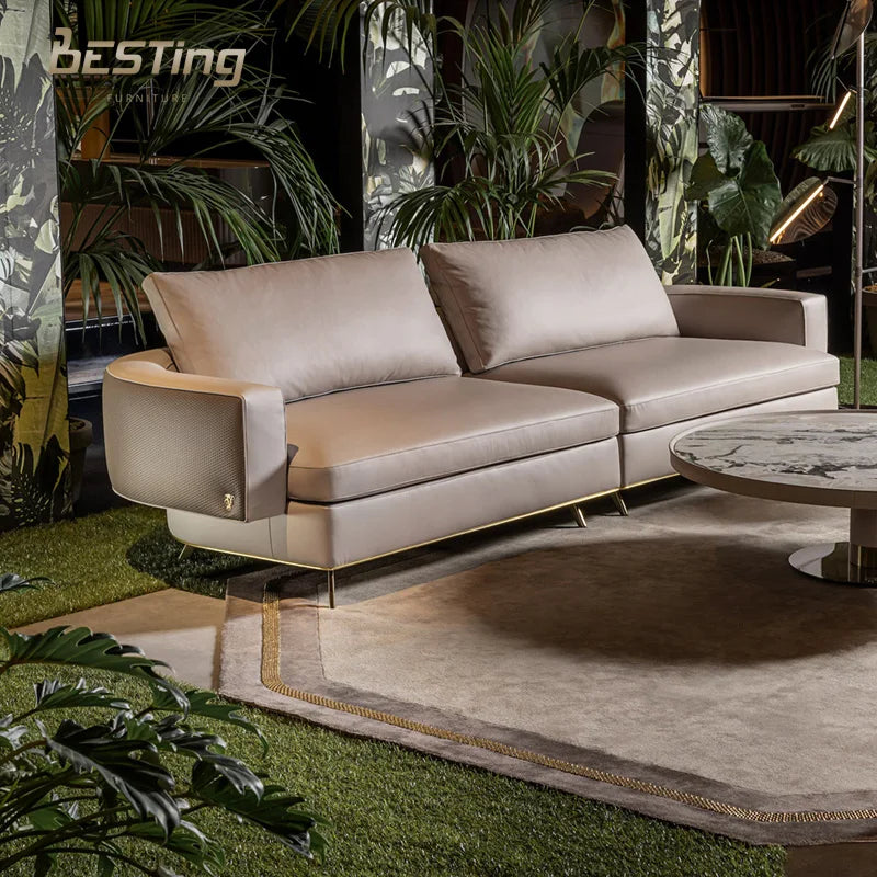 High-End Luxury Leather Sofa Sets Rapsody AnsA Elegant Couches for Living Room