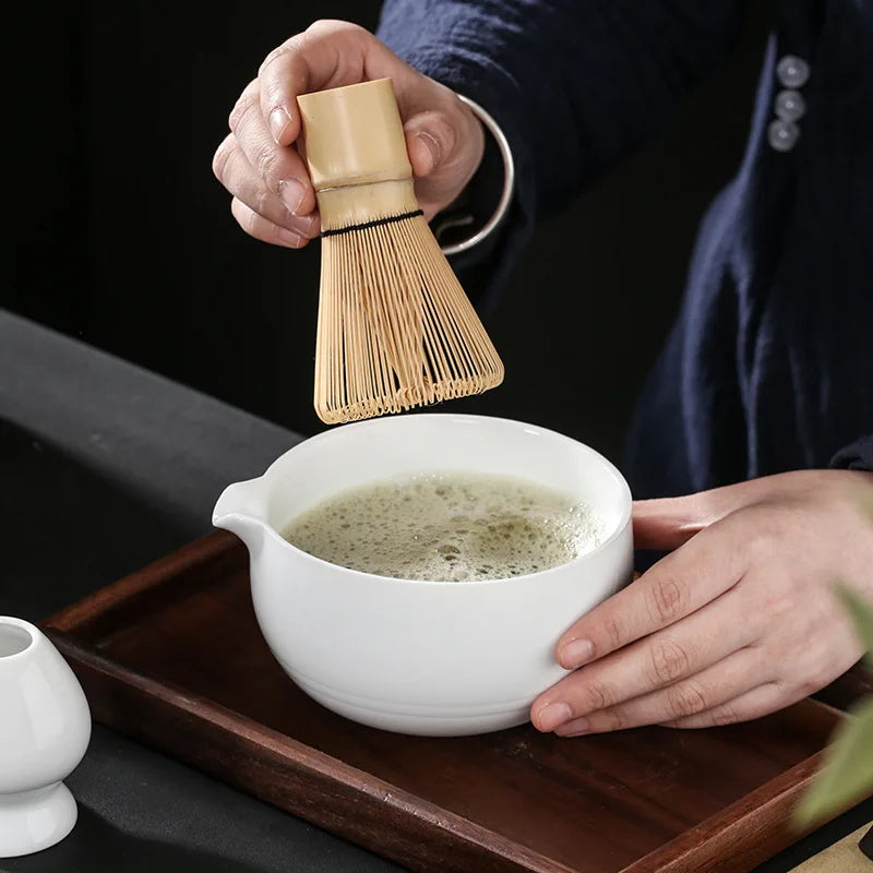 Japanese Matcha Ceramic Bowl Retro Japanese Kung Fu Tea Set Tea Bowl Accessories Large Mathca Chawan Bowl with Spout 550ml