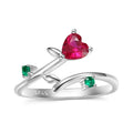 Heart of Roses Finger Rings Jewelry Real 925 Sterling Silver Zirconia Ring for Women Jewelry Anniversary Valentine's Day Gift