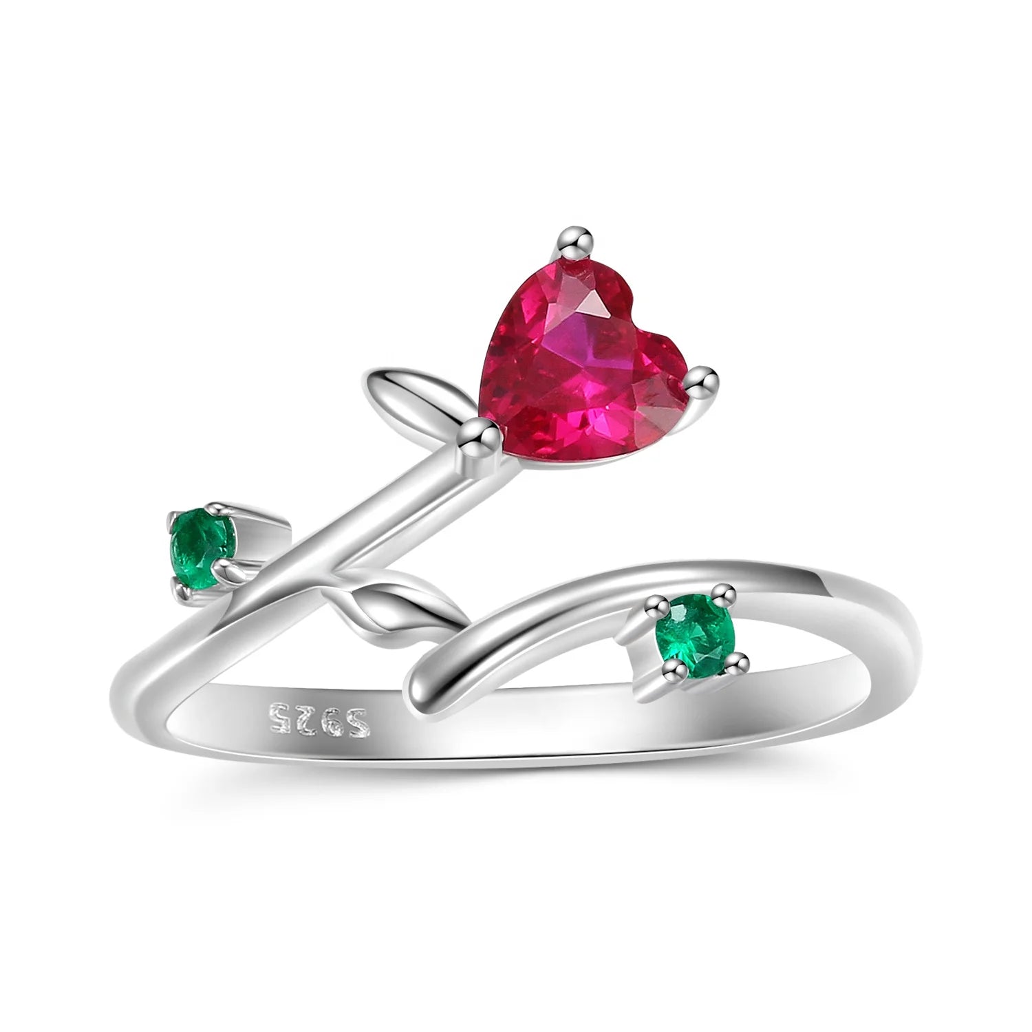 Heart of Roses Finger Rings Jewelry Real 925 Sterling Silver Zirconia Ring for Women Jewelry Anniversary Valentine's Day Gift