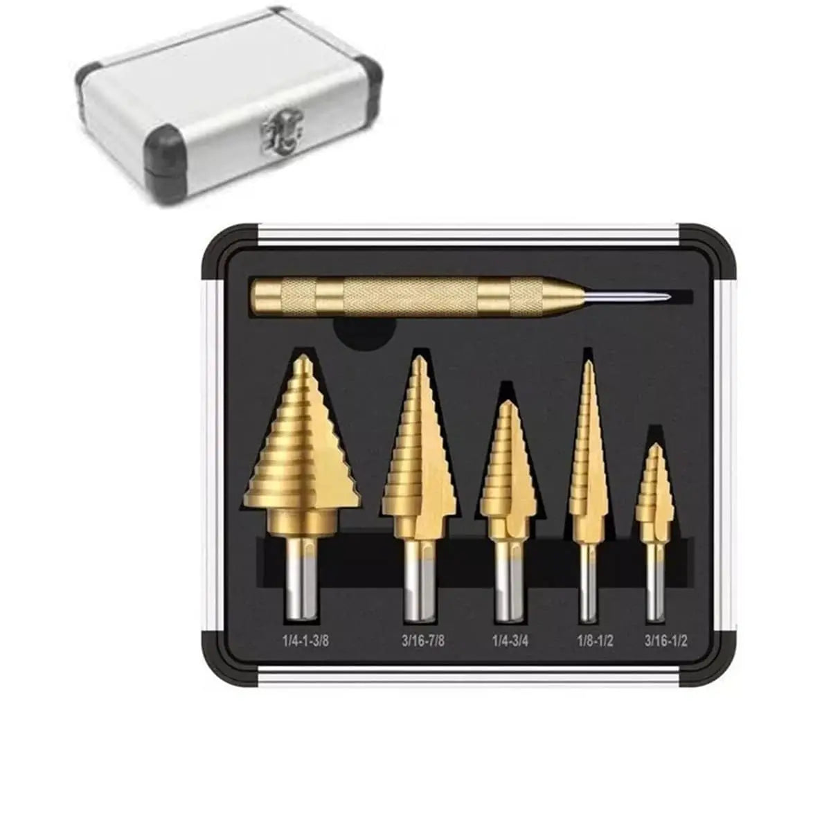 PEX 6pcs Hot Selling Tin-coated Hole Saw HSS Coated Step Drill Bit Twist Drill Bit Set Metal Drilling Countersink