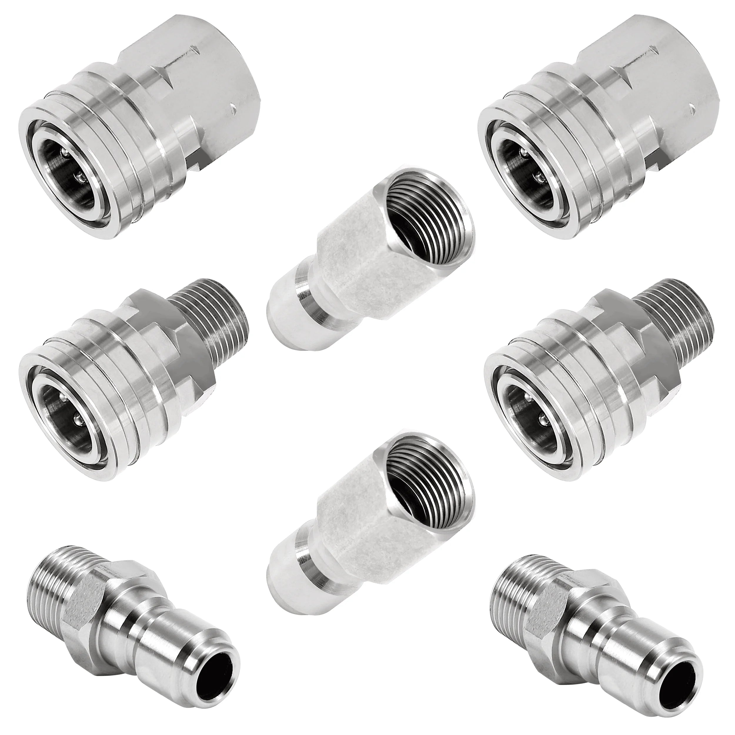 Pressure Washer Adapter Set 8 Pcs 3/8 Inch Quick Connect Hose Fitting Female Adapter Set