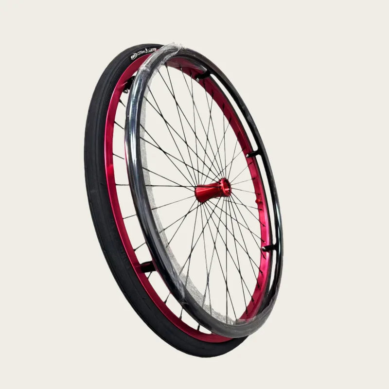 Wheelchair Rear Wheel Assembly D-Type Hand Push Ring Sports Aluminum Alloy Wheel Hub with 24h Spoke Hole