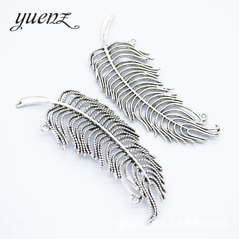 YuenZ Antique Silver Color Metal Feather Charm Fit Diy Necklace Charms Jewelry Making D317