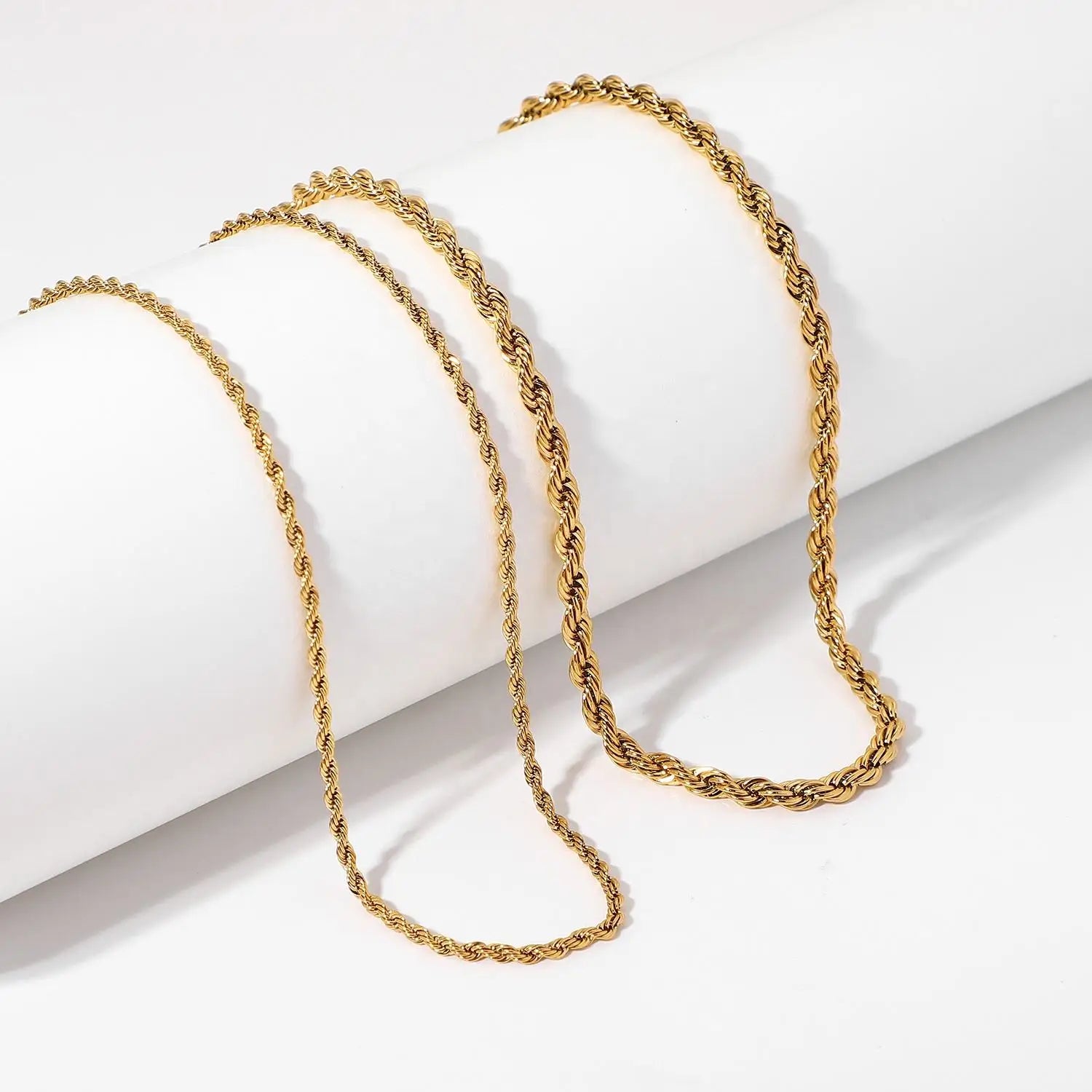 Explosive Models Jewelry Necklace 18K Gold Plated Stainless Steel Twist Rope Chain Necklace for Women Gift