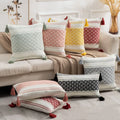 Luxury Linen Cushion Cover with Tassel Macrame Boho Woven Tufted Boho Throw Pillow Cover with Tassel for Home Sofa Decoration
