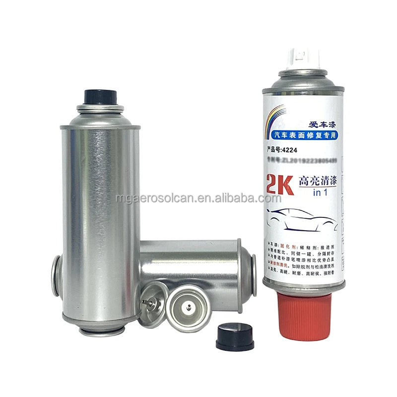 Low MOQ 52/65mm Empty 2K Spray Paint Aerosol Tinplate Metal Cans with  Aerosol Spray Valve & Actuator