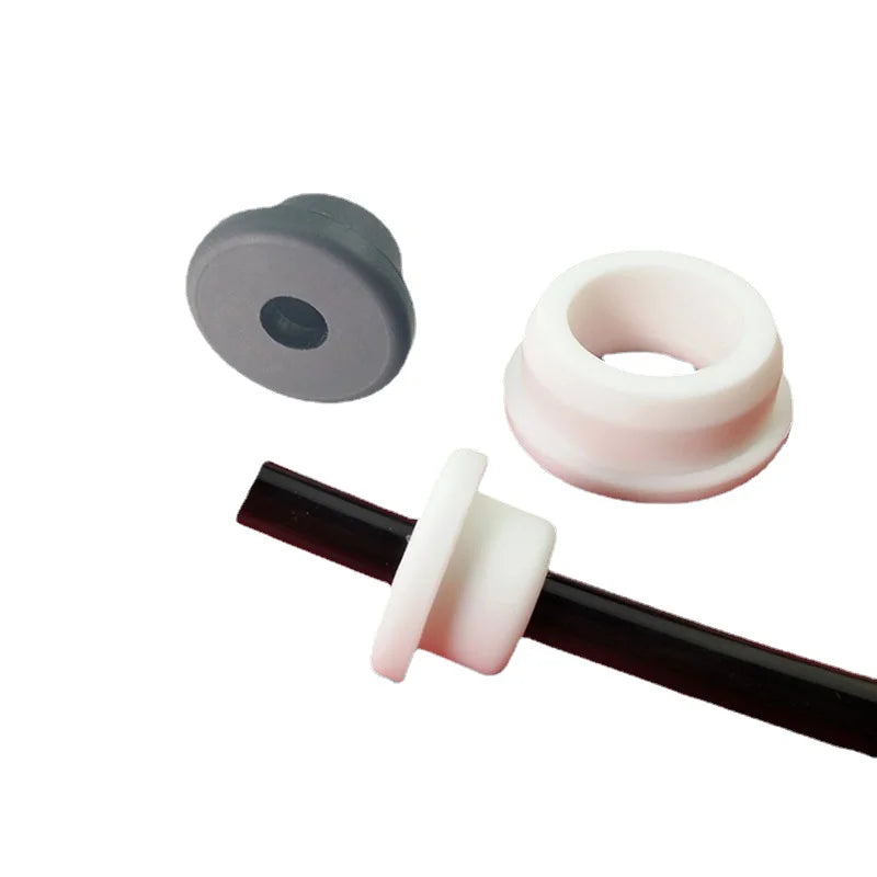 SDPSI2-5Pcs 5mm-28mm O-rings Sealed Gasket Wiring Protect Bushes Pipe Round Hollow Silicone Rubber Grommet Hole Plugs White/Blac
