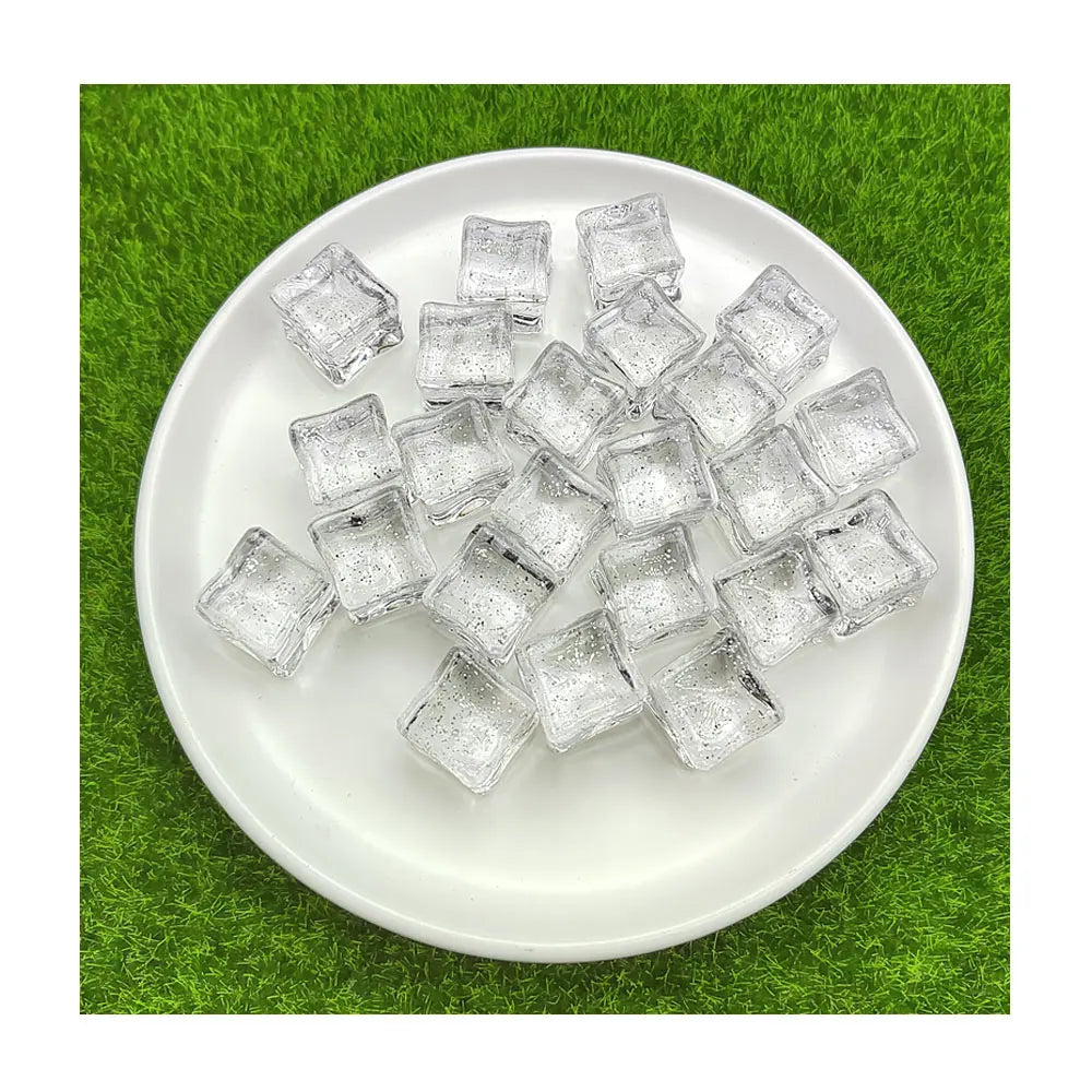 Artificial Cube Ice Block Beads Acrylic Jelly Ice Bead Clear Party Drink Embellishment Accessories