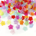 100pcs Assorted Color Frosted Trumpet Flower Beads Acrylic Beads