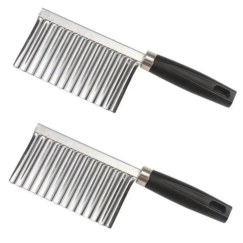 Stainless Steel Manual Kitchen Accessories Easy Slicing Wave Knife Chopper with Serrated Blade for French Fries Bananas Fruits