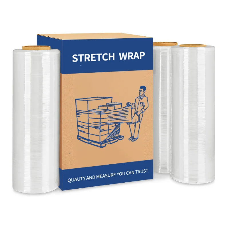LLDPE Stretch Wrap Roll Film Water Soluble PE Packing Custom Logo Printing Factory Price 50cm*120m*18mic LLDPE 500mm Width Soft