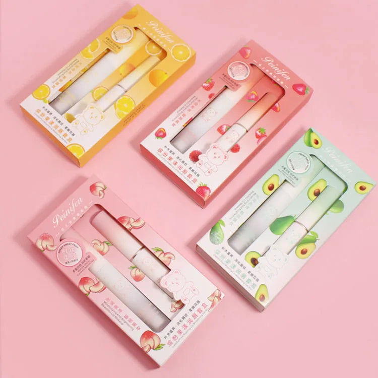 Wholesale Organic Fruity Moisturizing Exfoliating Fades Lip Wrinkles Lip Cream and Lip Balm Set for Day and Night Repair