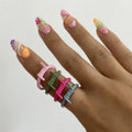 Fashion Jewelry Eco-friendly Brass Ring Solid Color Simple Letter Design Gold Plated Certified Trendy Unisex Women