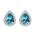Luxury Tarnish Free CZ Colored Pear Birthstone 925 Sterling Silver Studs Earring