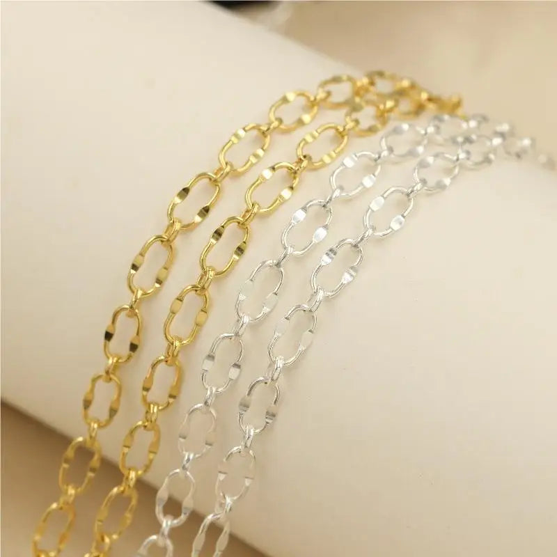 GP US 3.6mm 4.6mm Heavy Dapped Lip Thick Long and Short Sequin Unfinished 14K Gold Filled S925 Silver Permanent Jewelry Chains