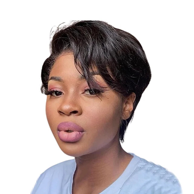 Hot Sale Fashion Style Short Pixie Cut Human Hair Wigs Wholesale Cheap T Part Small Volume Human Hair Lace Front Wig