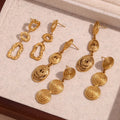 Summer 2024 Hammered Tassel Earrings Set 18k Gold Plated Earring Set Stainless Steel Jewelry