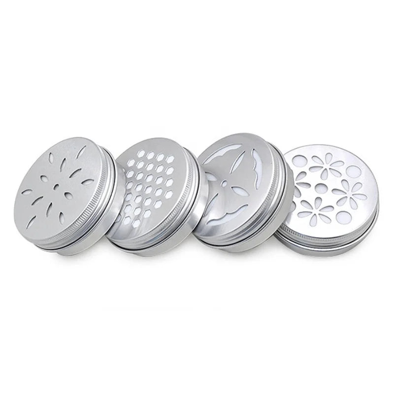 Empty 60ml 2oz Aluminum Tin Jar Aroma Container Air Freshener Metal Packaging Box Hollow Hole Cover Aluminum Candle Jars