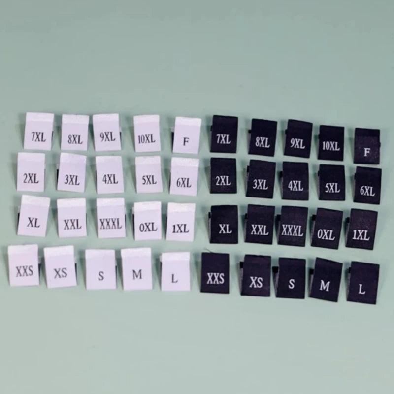 Clothing Size Label Neck Label Inventory Square Pattern Weaving Type Washable and Center Fold Print Code Marking for Garments