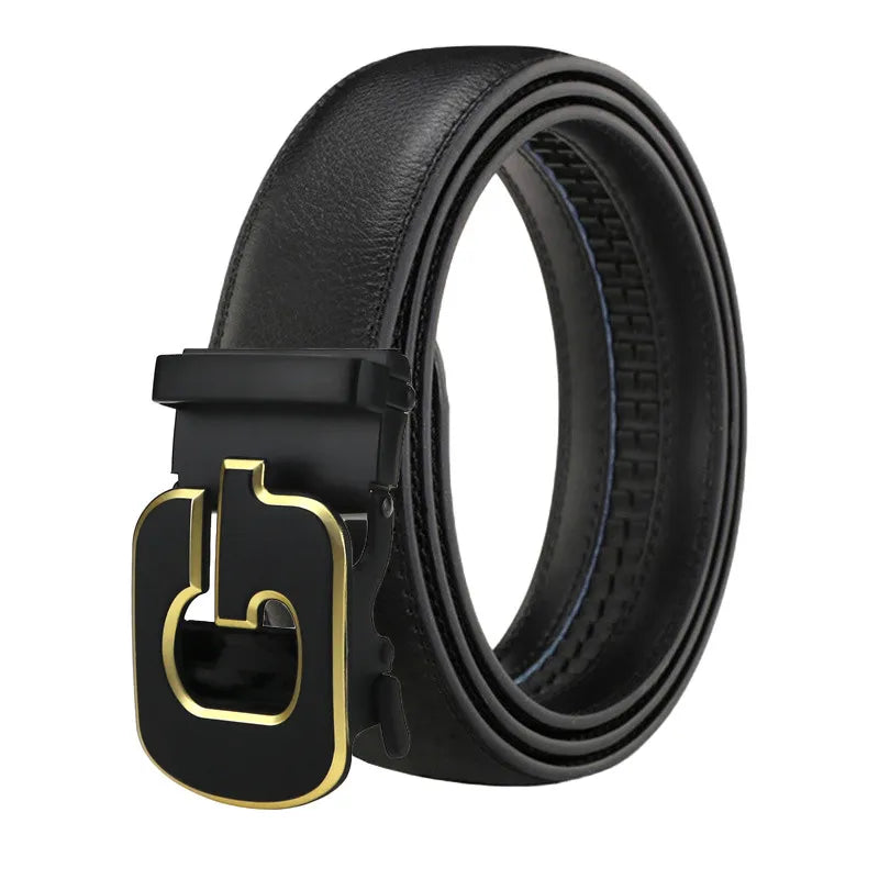 LQbelt G Buckle Automatic Belt Men's Genuine Leather Ratchet Belts for Male Custom Logo Waistband Factory