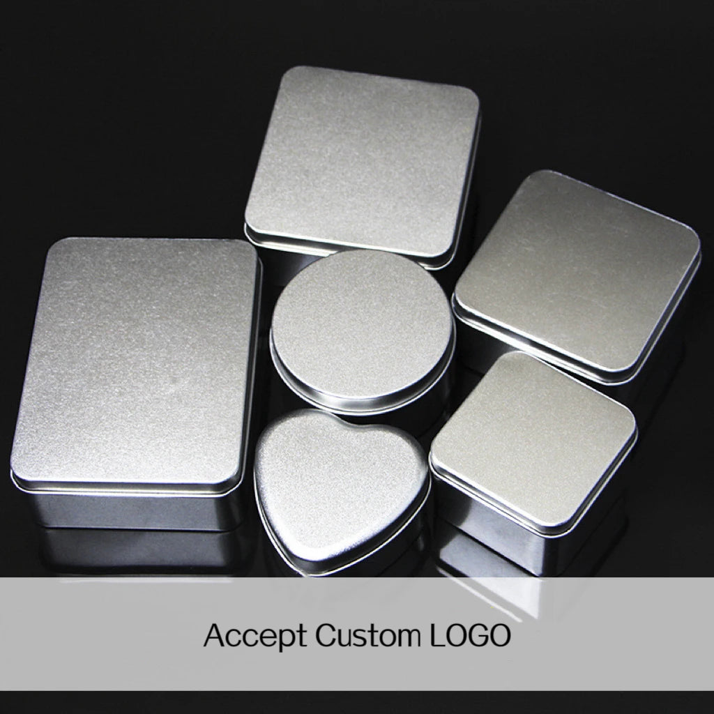 Luxury Square Round Rectangle Silver Metal Gift Tin Packaging Box Cookie Candy Chocolate Biscuit Tea Tinplate Box