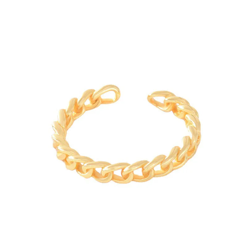 HY-RD0345 Trendy 925 Sterling Silver Chain Rings for Women Couples Vintage Handmade Twisted Geometric Finger Jewelry Party Gifts