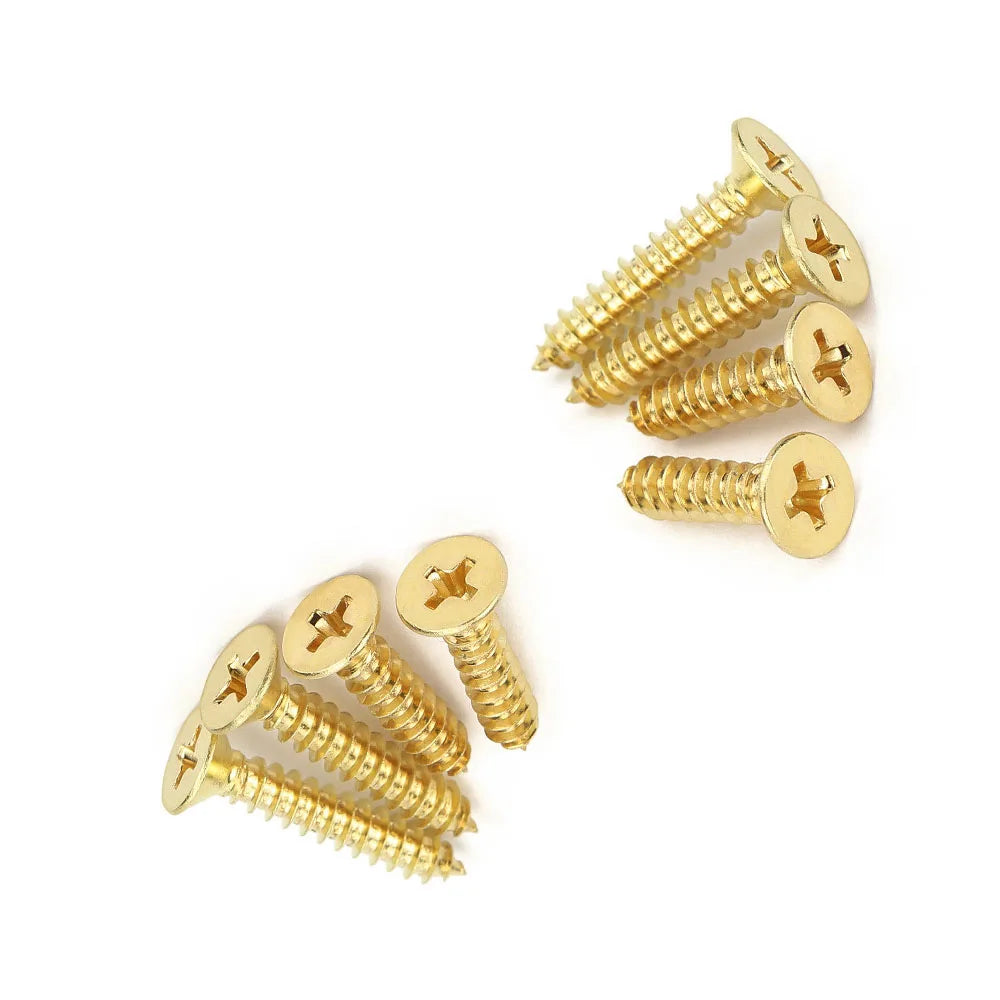 OEM Gold Flat Head Self-Tapping Screws: Brass Plated Wood Screws for Hinges & Furniture DIY