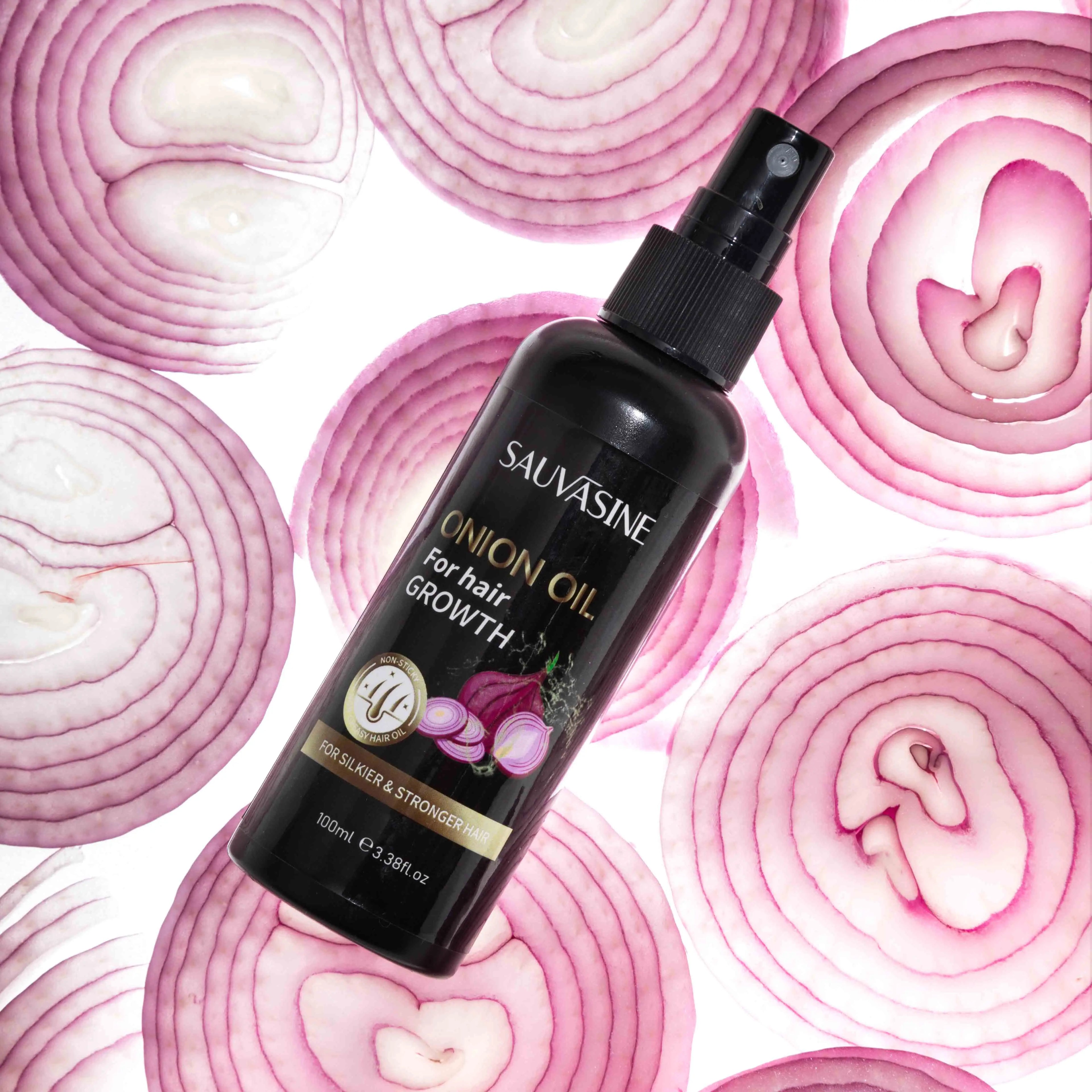 SAUVASINE 100% Natural Ginger Hair Growth Treatment with Red Onion Seed Oil Hair-Loss Prevention
