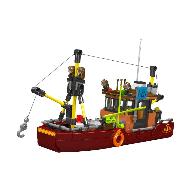 Mould King 10135 Fishing Boat Assemble Bricks Kids Gifts Street View Set NO.Christmas Cottage Building Block