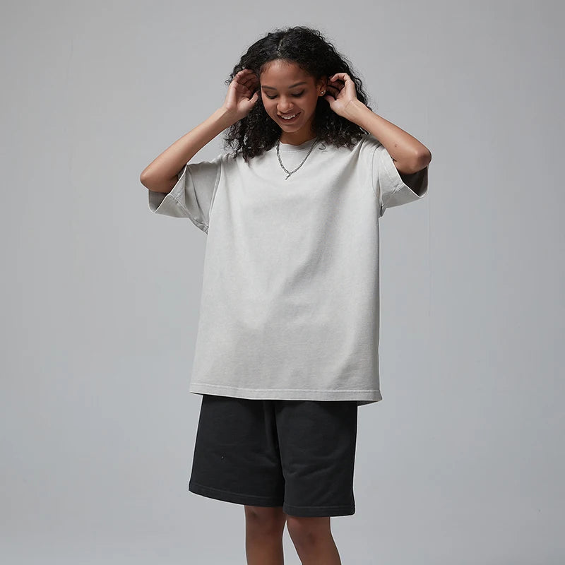 Wholesale Blank Short Sleeve Unisex Washed T Shirts Custom 100% Cotton Acid Washed T Shirts for Women and Men