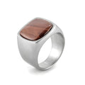 Custom Design Style 316 Stainless Steel Gemstone Punk Ring for Men Waterproof Stone Jewelry