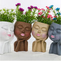 Wholesale Garden Home Decor Succulent Plant Pot Resin Cute Face Flower Pot Planter with Drainage Hole