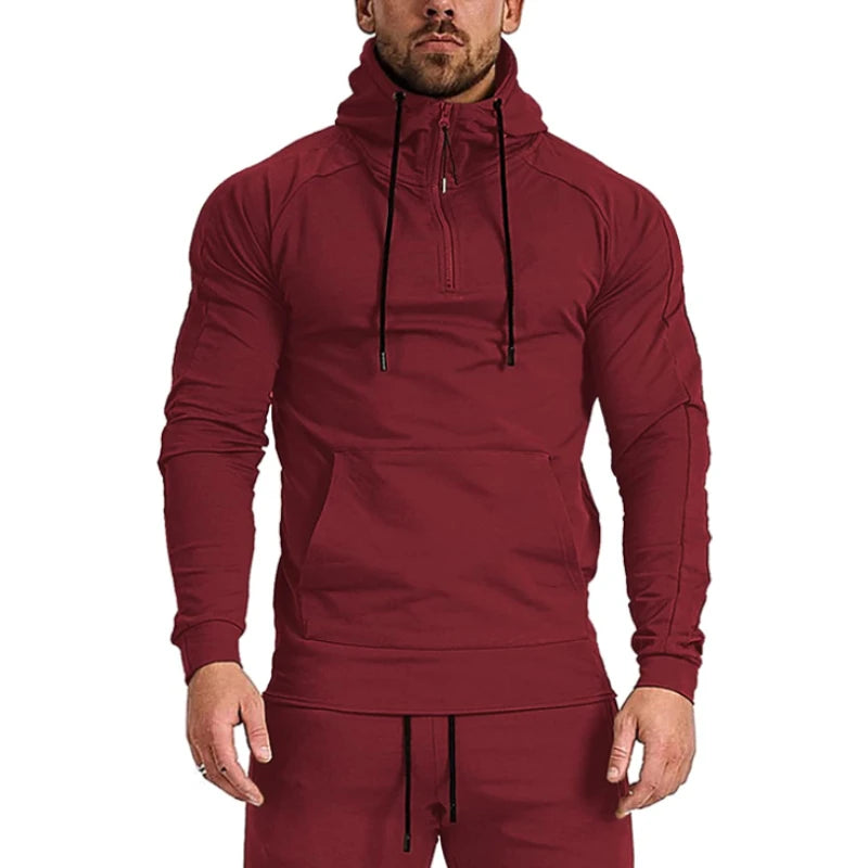 Fitspi Men's 1/4 Zip Fashion Pullover Hoodie Athletic Workout Fit Blend Hooded Sweatshirts Casual Long Sleeve With Pockets