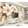 Custom Embossed 3D 5D 8D Botanical Flower Design Modern Waterproof Silk Wallpaper for Home TV Background