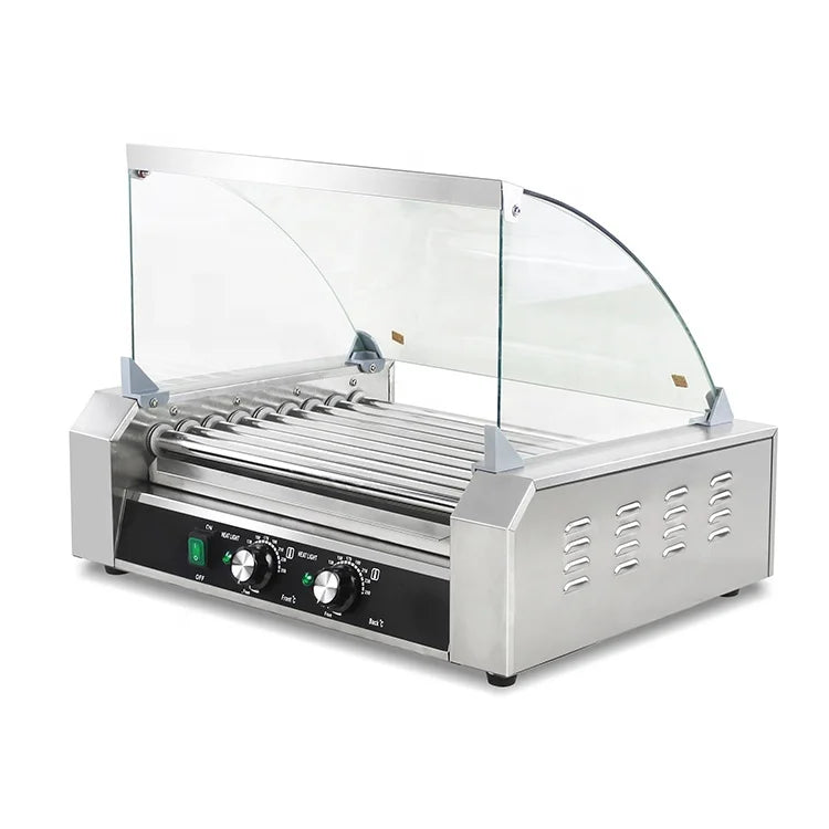 Commercial French Hot Dog 9 Roller Electric Hot Dog Grill Roller Grill Making Machine Hot Dog Machine With Bun Warmer