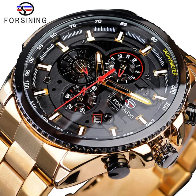 Forsining Mechanical Watch for Men Stainless Steel Waterproof Automatic Watches Mens Luxury Business Multi-function Wristwatches