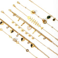 Bohemia Stylish Stainless Steel 18K Gold Plated Shell Heart Flower CZ Charms Bracelets for Women Gift