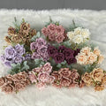 2022 New Artificial Flower Pink 9 Head Hibiscus Roses Bouquets for Home Wedding