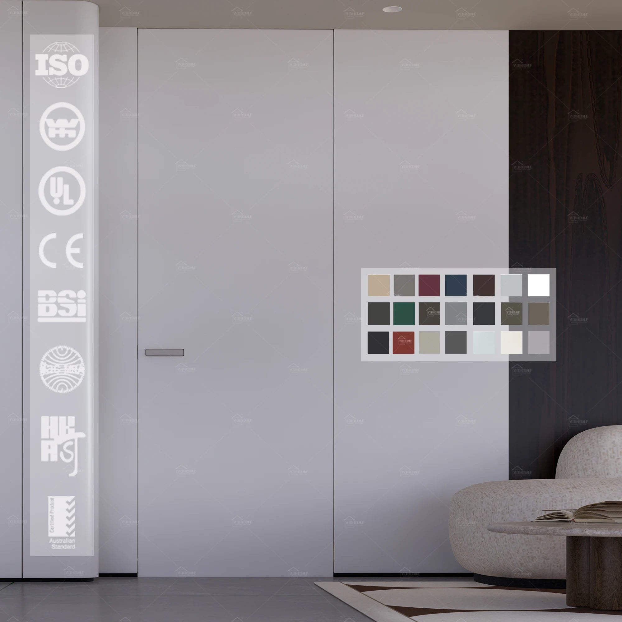 Foshan Invisible Door Manufacturer Custom White Primer Hidden Invisible Interior Room Painted Door Frameless Door
