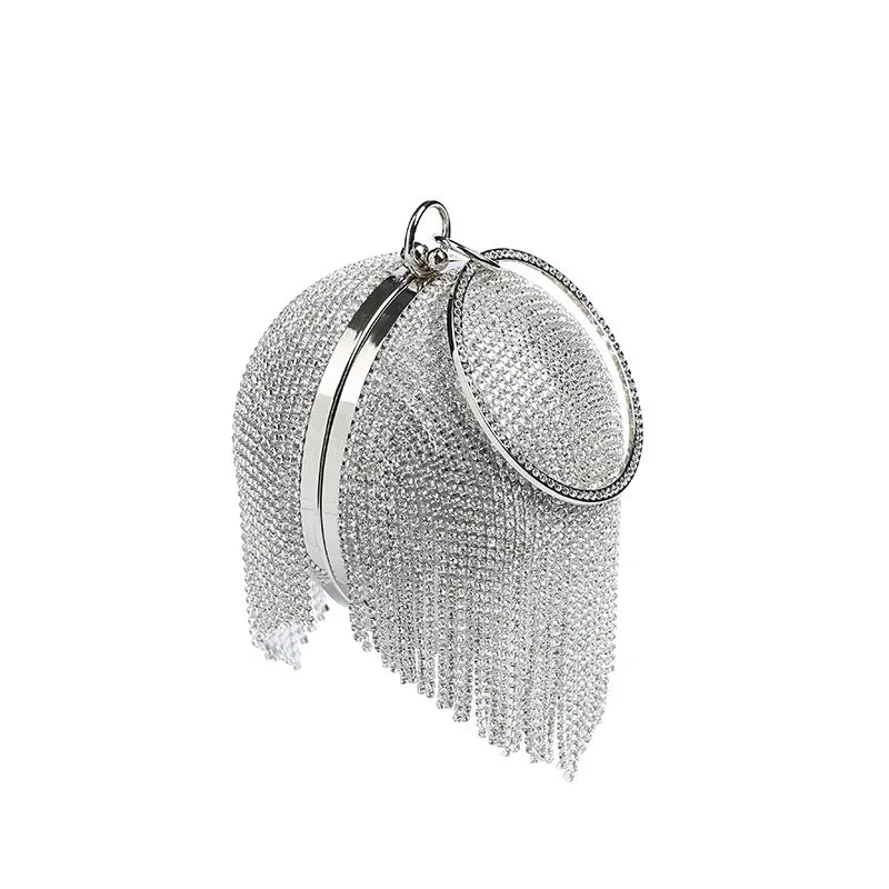 2021 Fashionable Gold and Silver Ball Crystal Evening Bags for Women