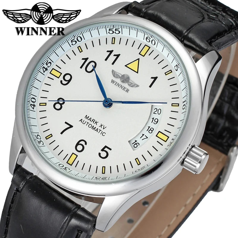 Watch China Mens Case Fashion Black Leather Business White Strap Customized Glass Automatic Wrist Watch