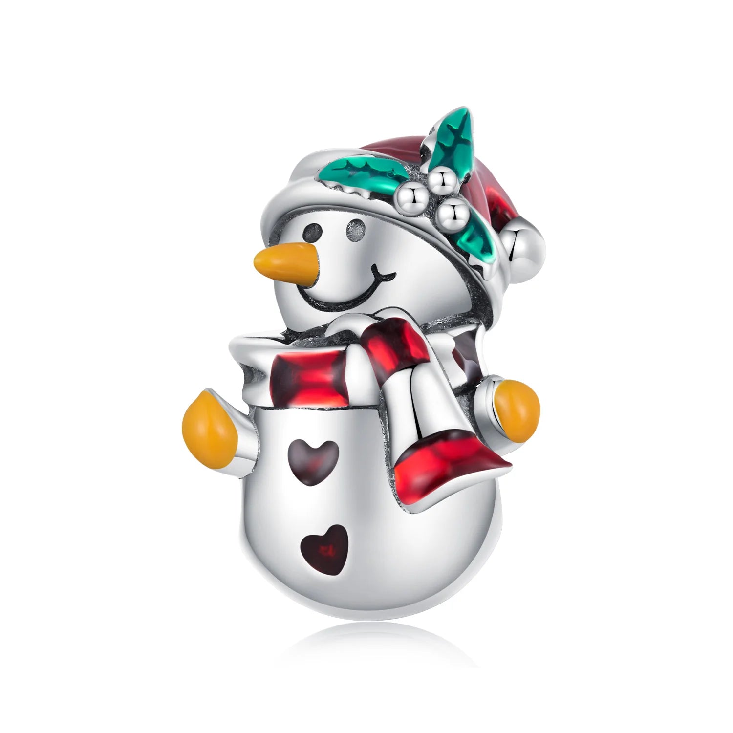 Exquisite 925 Sterling Silver Snowman Charm Bead Christmas Jewelry for Women Fit Bracelet DIY Fine Pendants & Charms-SCC2415