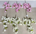 Q-2007 Home Decoration Artificial Cherry Flowers Silk Cherry White  Blossom Branches Flowers