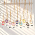 NM1222 Gold Enamel Soda Cap Pop Tab Charm Pull Tab Gold Can Tab Pendant Chain Necklace