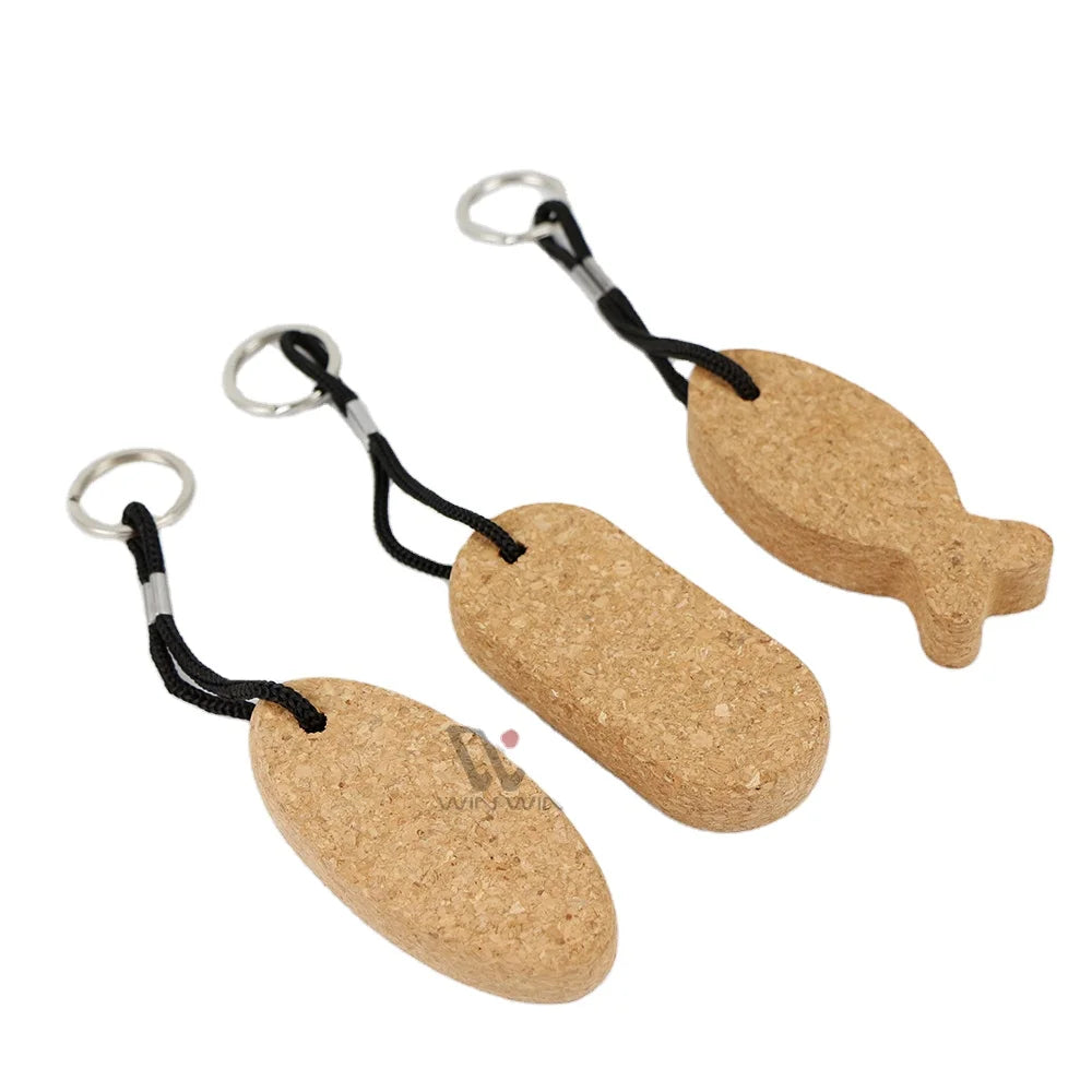 Cork Wood Keychain Custom Wooden Keyrings Engraving Logo Key Chain Key Pedant