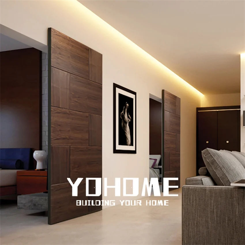 China Source Factory Invisible Barn Door for Bedroom Interior Wooden Sliding Door Frameless Sliding Door